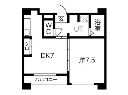 コルベーユ・ダフト(1DK/2階)の間取り写真