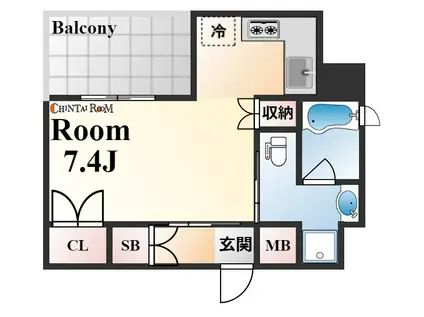 リーガル神戸三宮山手(1K/8階)の間取り写真