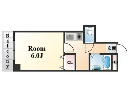 アルデア・石屋川(1K/2階)の間取り写真