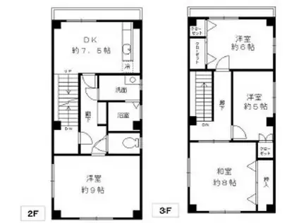 阪神電鉄本線 新在家駅 徒歩3分 3階建 築29年(4DK)の間取り写真