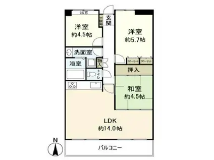阪急西宮マンション(3LDK/6階)の間取り写真