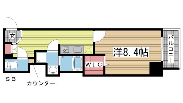 レジデンス神戸ヴェルノ(1K/3階)の間取り写真