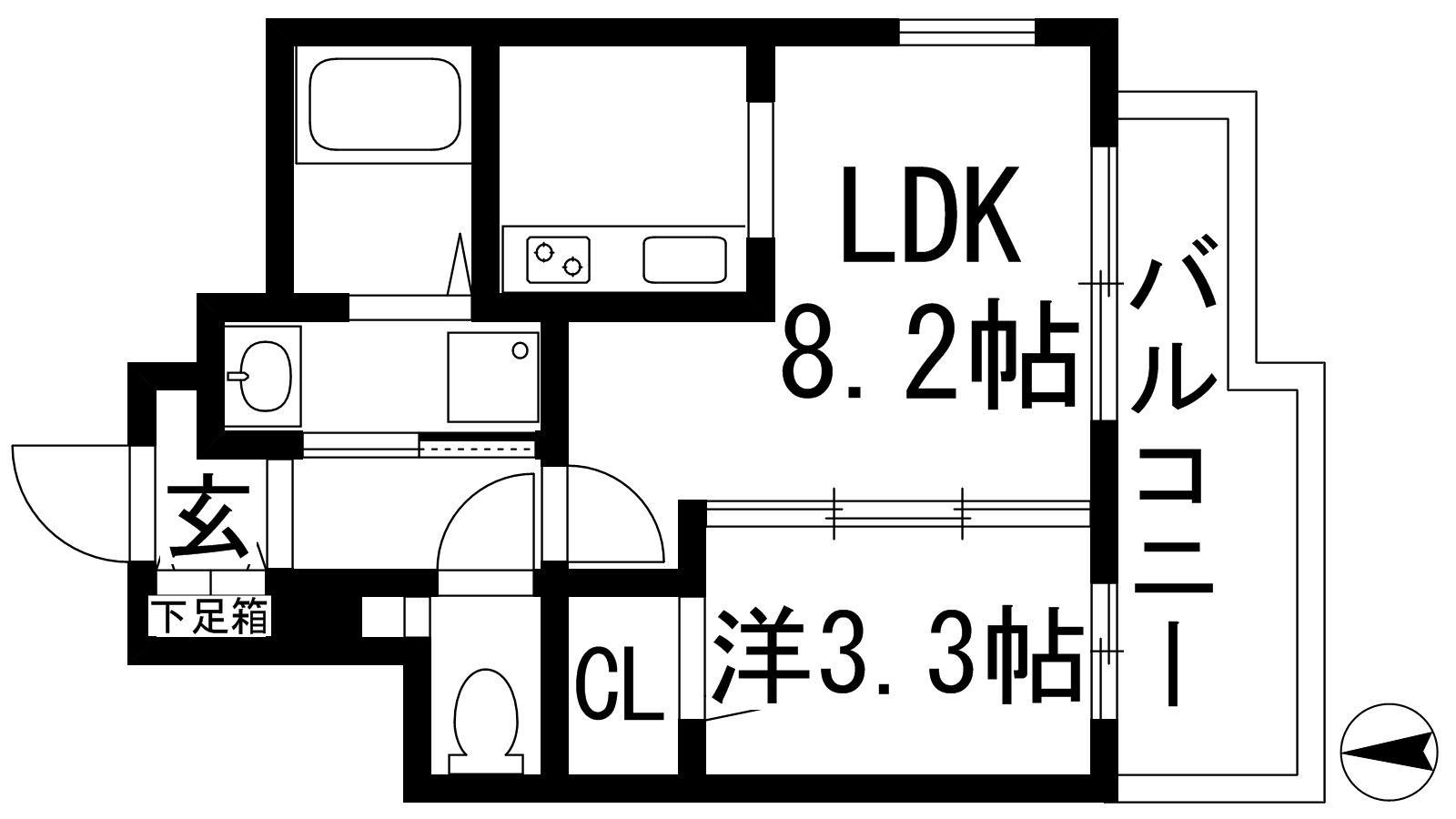 PINO甲東園(1LDK/2階)の間取り写真