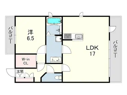 パレス東洋上甲子園(1LDK/4階)の間取り写真