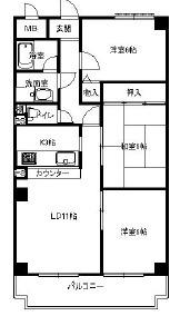 ロイヤルシャトー門戸(3LDK/6階)の間取り写真