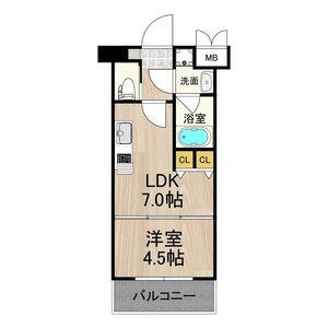 プレジオ西宮(1DK/5階)の間取り写真