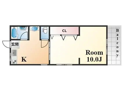 ハイツローレル(1LDK/4階)の間取り写真