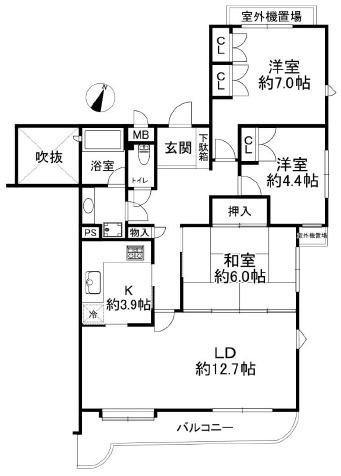 パークハイム住吉山手(3LDK/2階)の間取り写真