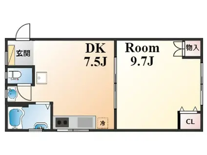 岡本梅林(1DK/4階)の間取り写真