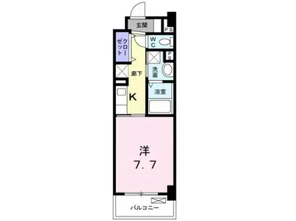 ミルト熊野(1K/3階)の間取り写真