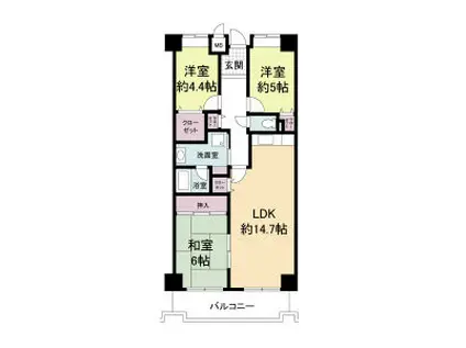 フレシア西宮(3LDK/5階)の間取り写真