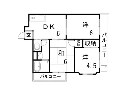 上祇園ハイツ(3DK/2階)の間取り写真