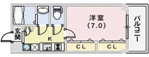ブリックハウス(1K/2階)の間取り写真