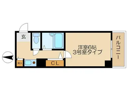 グランテ下山手(1K/3階)の間取り写真