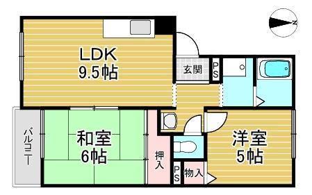 トリヴァンベールタナカ(2LDK/2階)の間取り写真