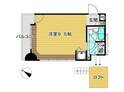 エスパシオ芦屋(1K/4階)の間取り写真