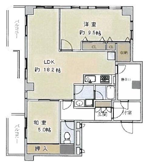 ノア芦屋(2LDK/6階)の間取り写真