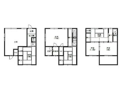 阪神電鉄本線 深江駅(兵庫) 徒歩11分 3階建 築45年(5SLDK)の間取り写真
