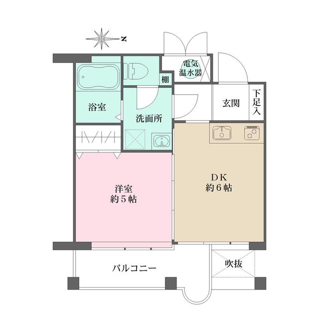 チェリービュウ芦屋川(1DK/5階)の間取り写真