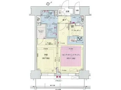 プレサンス THE神戸(1LDK/15階)の間取り写真