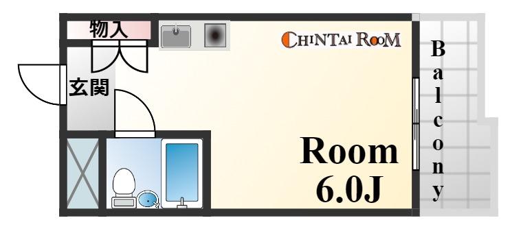 コスモプラザ三宮(ワンルーム/3階)の間取り写真