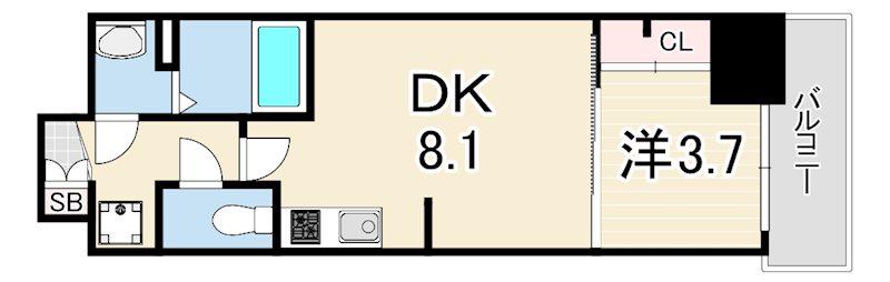 プレサンスKOBE須佐野ハーバル(1LDK/10階)の間取り写真