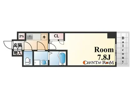 エスリード三宮旭通(1K/11階)の間取り写真