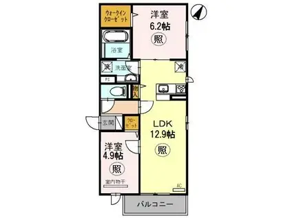 ブリランテ三川口町(2LDK/1階)の間取り写真