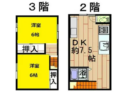 グランビア灘(2DK/2階)の間取り写真