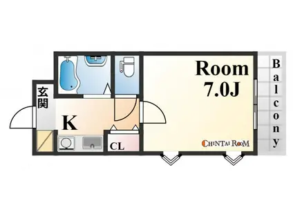 リベルテ六甲(1K/2階)の間取り写真