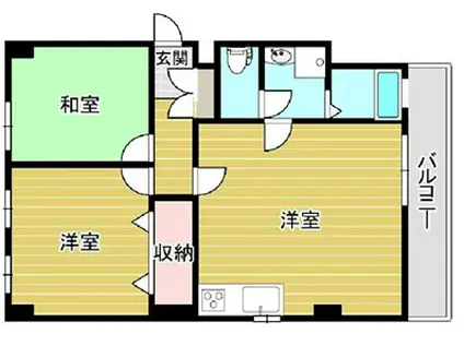 ポコアポコ本山ハウス(2LDK/4階)の間取り写真