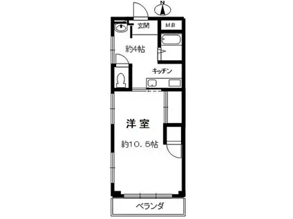 リンズマンション御影(1DK/2階)の間取り写真