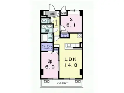 エアリーヒルズ芦屋(2LDK/4階)の間取り写真