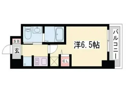 エステムコート神戸ハーバーランド前Ⅴアクア(1K/14階)の間取り写真