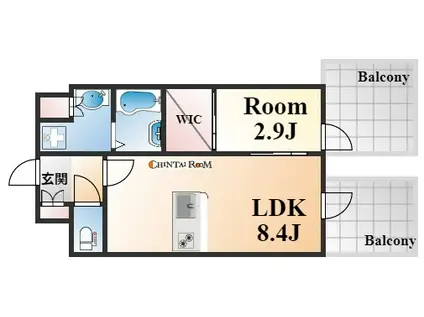 エスリード神戸三宮ヒルズ(1LDK/4階)の間取り写真