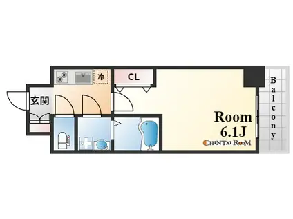 エスリード神戸兵庫駅マリーナスクエア(1K/3階)の間取り写真