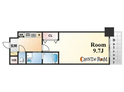 アドバンス三宮Ⅲリンクス(1K/3階)の間取り写真