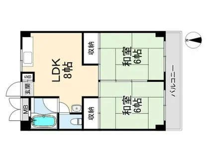 サンコート芦屋(2LDK/4階)の間取り写真