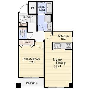 ドルチェ芦屋(1LDK/3階)の間取り写真