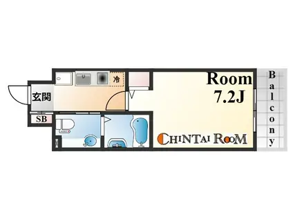 アロハ三宮(1K/2階)の間取り写真