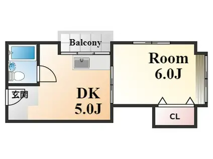 グランディア六甲道駅前(1DK/4階)の間取り写真