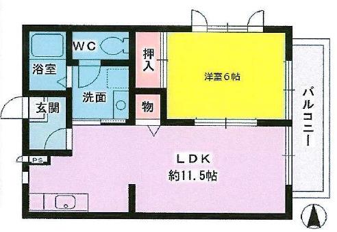 春日ハイツ(1LDK/1階)の間取り写真