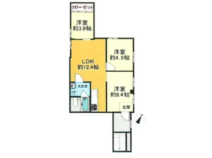晋星ビル2(2LDK/2階)の間取り写真