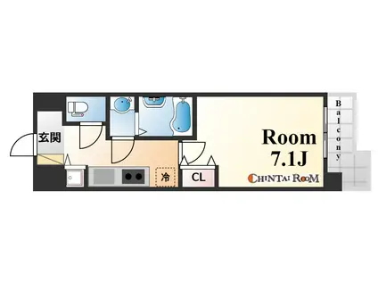 ラヴ神戸三宮(1K/13階)の間取り写真