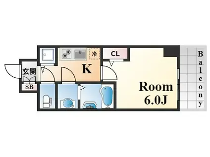 エスリードレジデンス神戸三宮(1K/7階)の間取り写真