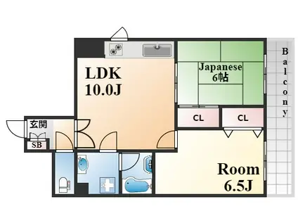 リーグレック元町(2LDK/6階)の間取り写真