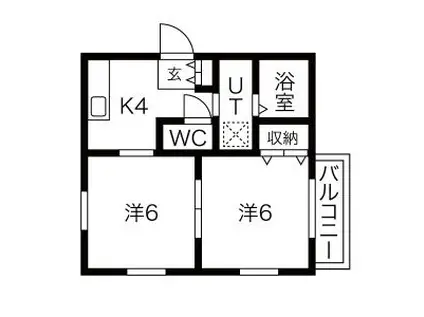 中山手ガーデンパレス(2K/2階)の間取り写真