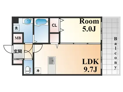プレサンス三宮ポルト(1LDK/15階)の間取り写真