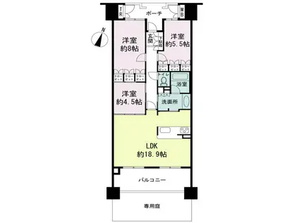 摩耶シーサイドプレイスイースト(3LDK/1階)の間取り写真