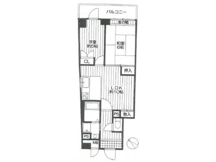 アスティ三宮(2LDK/9階)の間取り写真